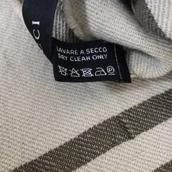 Auth GUCCI - Gray Beige Dark Brown Wool Scarf - Picture 5 of 7